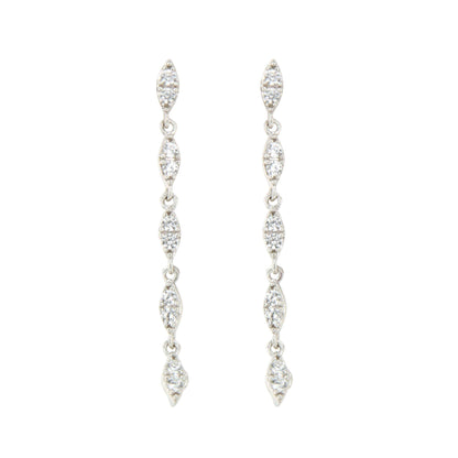 Pendientes largos CULEBRA desmontables en plata con circonitas art decó