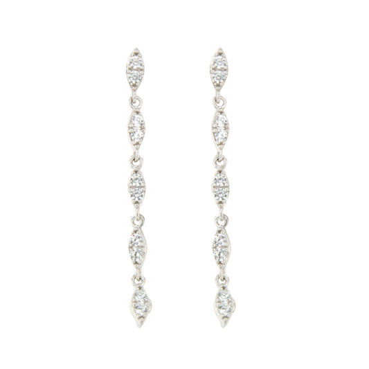 Pendientes largos CULEBRA desmontables en plata con circonitas art decó