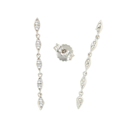 Pendientes largos CULEBRA desmontables en plata con circonitas art decó