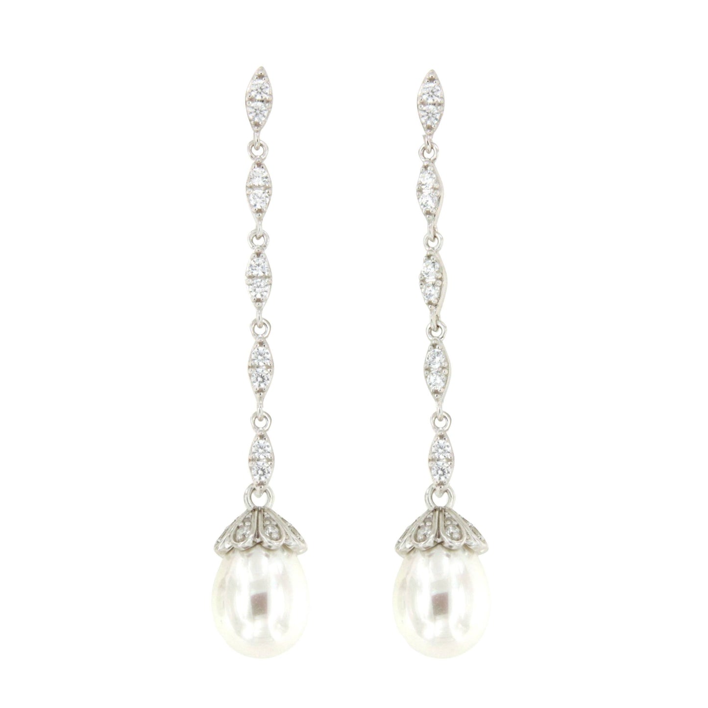 Pendientes largos CULEBRA desmontables en plata con circonitas art decó