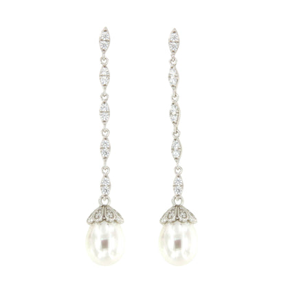 Pendientes largos CULEBRA desmontables en plata con circonitas art decó