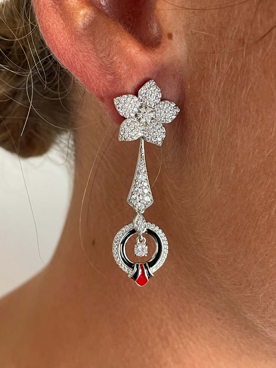 Colgantes CUBAGUAS , para pendientes desmontables en esmalte art decó