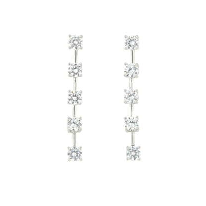 Pendientes largos ROQUES desmontables, hilera de circonitas en plata de ley
