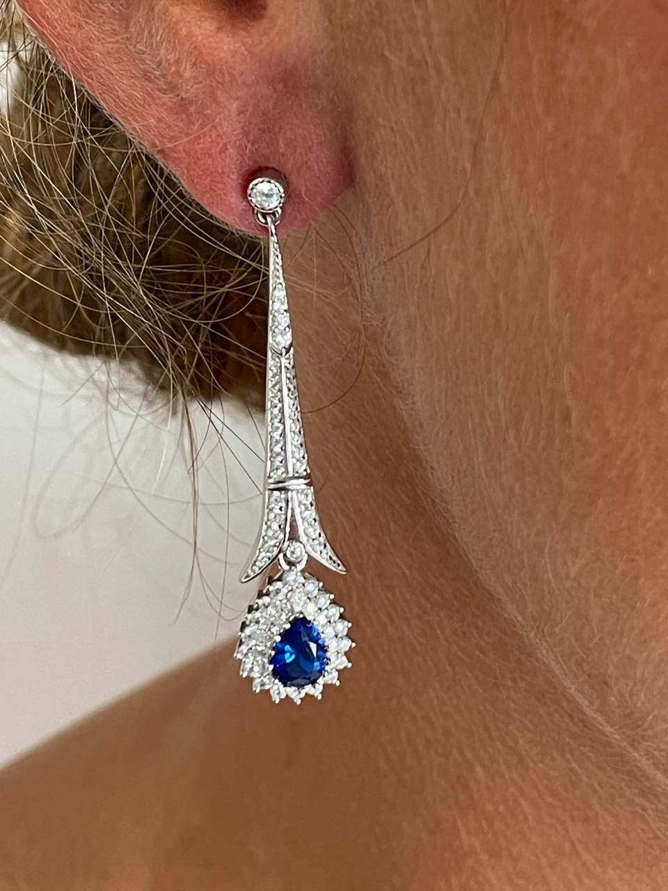 Colgantes BIMINI roseta , para pendientes desmontables en color zafiro / esmeralda