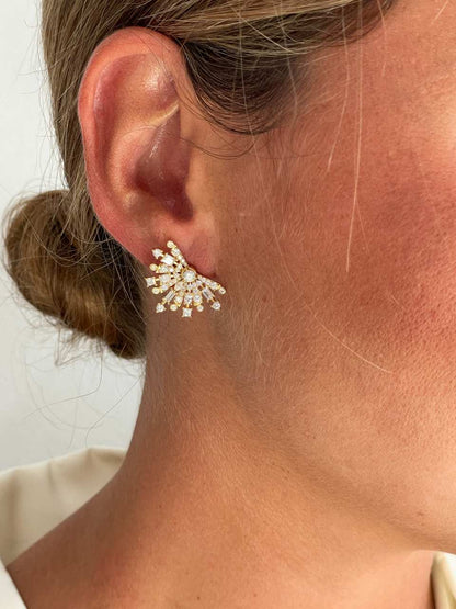 Pendientes trepadores GALANTE, en plata 1ª ley con circonitas en plata de ley/ baño oro 18 ktes