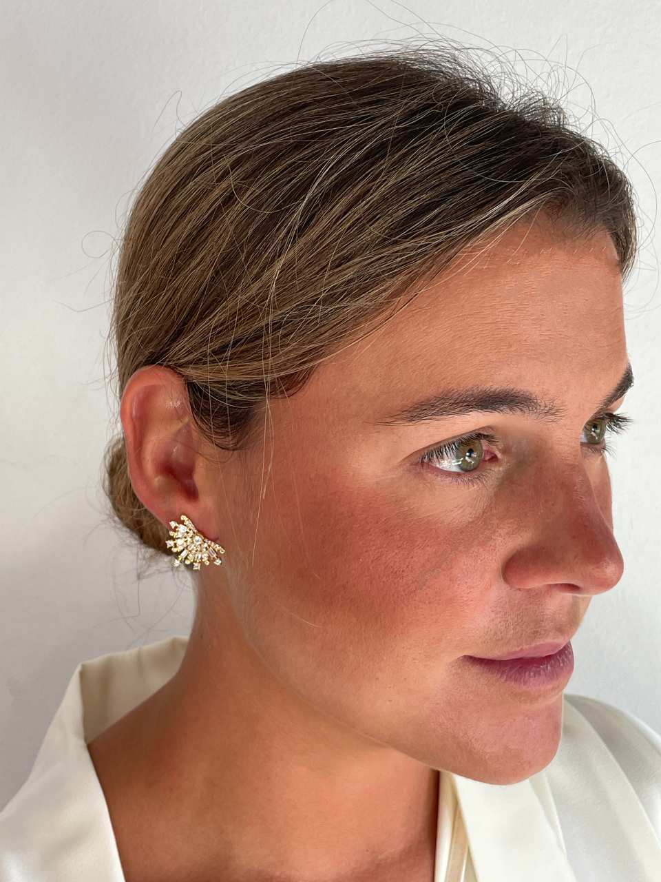 Pendientes trepadores GALANTE, en plata 1ª ley con circonitas en plata de ley/ baño oro 18 ktes