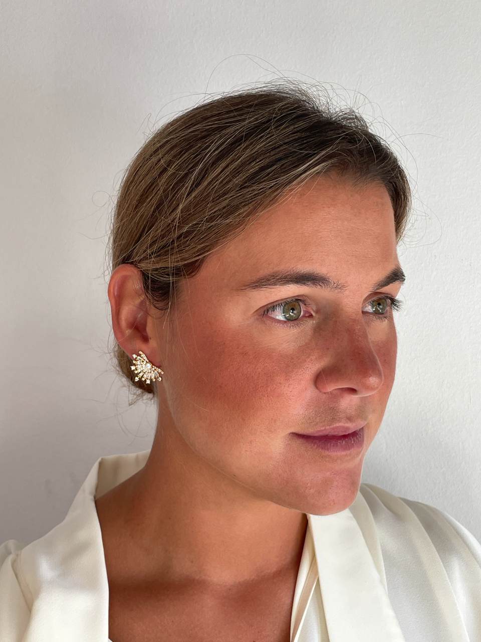 Pendientes trepadores GALANTE, en plata 1ª ley con circonitas en plata de ley/ baño oro 18 ktes