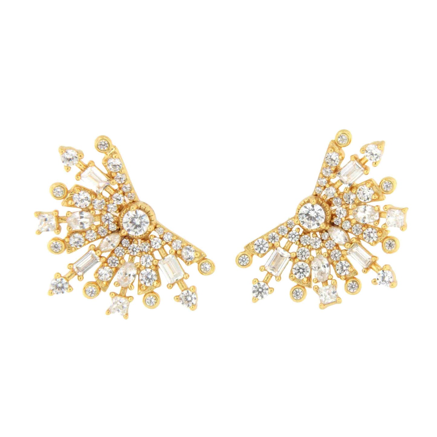 Pendientes trepadores GALANTE, en plata 1ª ley con circonitas en plata de ley/ baño oro 18 ktes