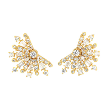 Pendientes trepadores GALANTE, en plata 1ª ley con circonitas en plata de ley/ baño oro 18 ktes