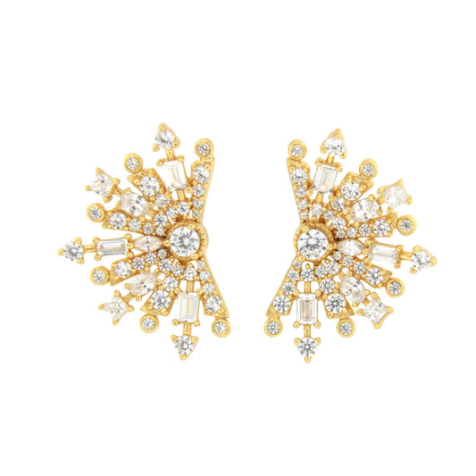 Pendientes trepadores GALANTE, en plata 1ª ley con circonitas en plata de ley/ baño oro 18 ktes