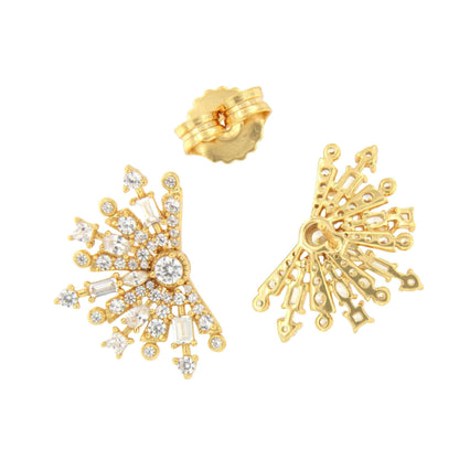 Pendientes trepadores GALANTE, en plata 1ª ley con circonitas en plata de ley/ baño oro 18 ktes