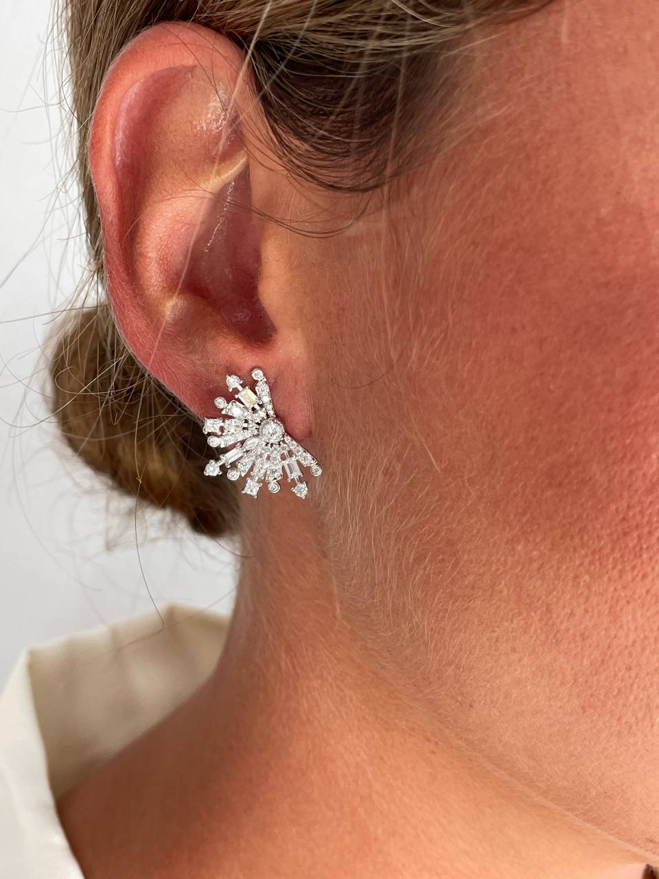 Pendientes trepadores GALANTE, en plata 1ª ley con circonitas en plata de ley/ baño oro 18 ktes