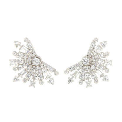 Pendientes trepadores GALANTE, en plata 1ª ley con circonitas en plata de ley/ baño oro 18 ktes