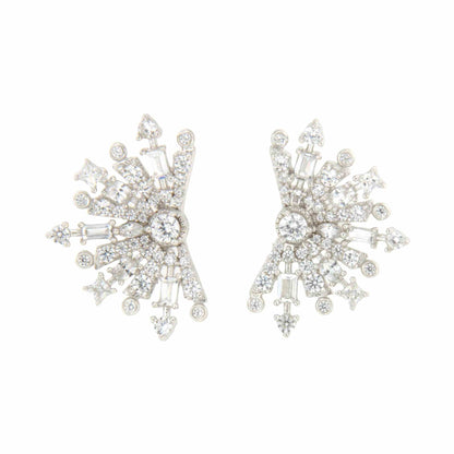 Pendientes trepadores GALANTE, en plata 1ª ley con circonitas en plata de ley/ baño oro 18 ktes