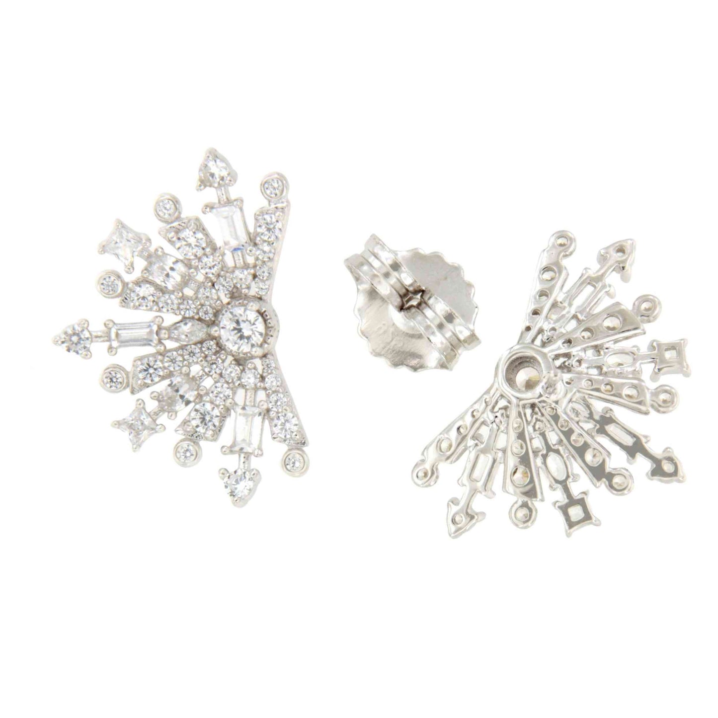 Pendientes trepadores GALANTE, en plata 1ª ley con circonitas en plata de ley/ baño oro 18 ktes