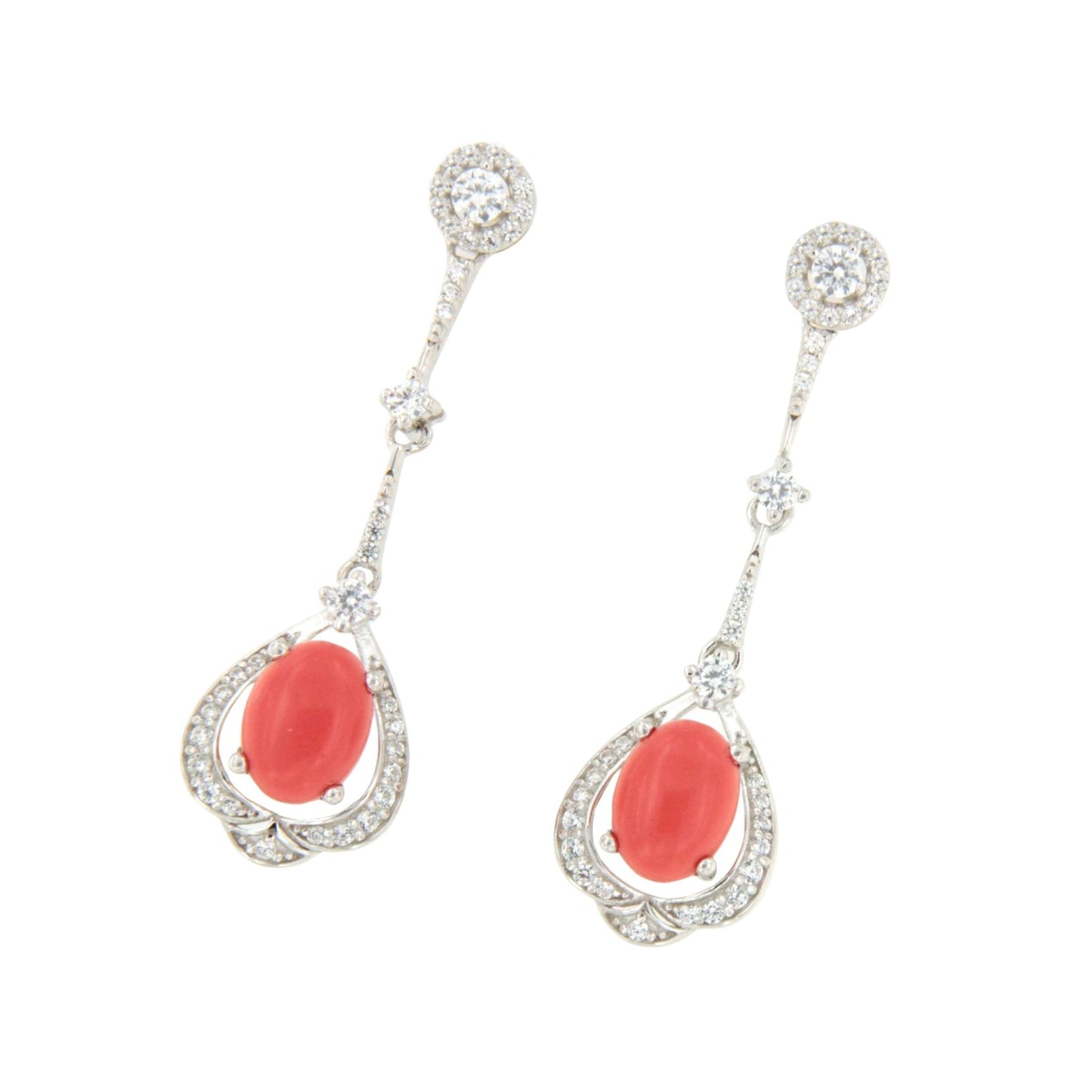 Pendientes TORTUGA largos en cuarzo esmeralda/ polvo de coral