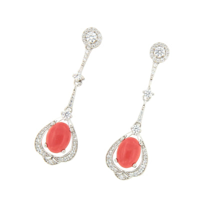 Pendientes TORTUGA largos en cuarzo esmeralda/ polvo de coral