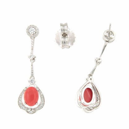 Pendientes TORTUGA largos en cuarzo esmeralda/ polvo de coral