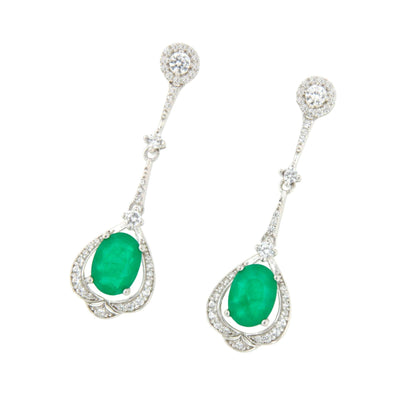 Pendientes TORTUGA largos en cuarzo esmeralda/ polvo de coral