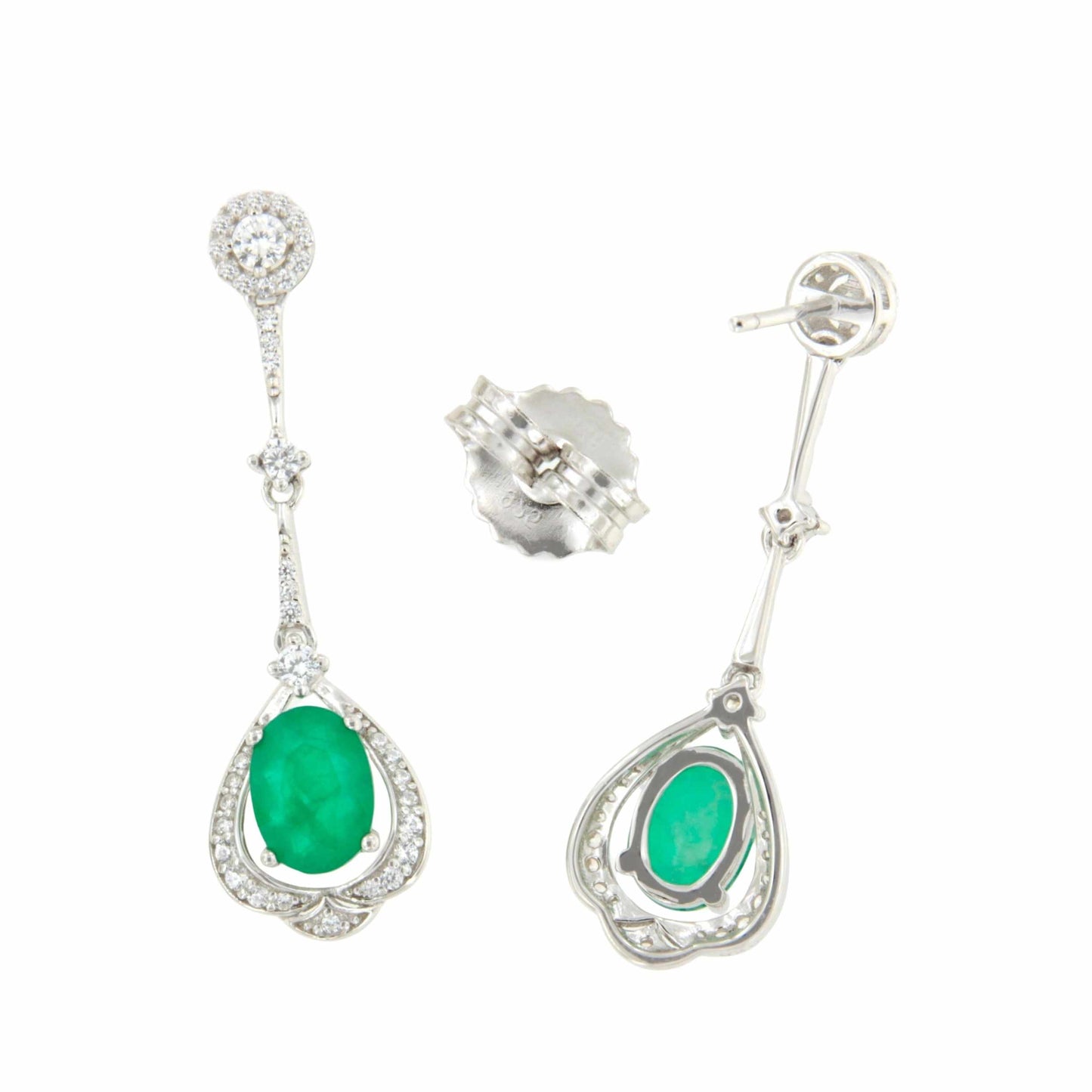 Pendientes TORTUGA largos en cuarzo esmeralda/ polvo de coral