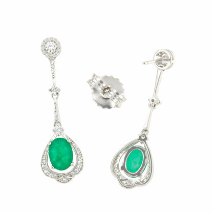 Pendientes TORTUGA largos en cuarzo esmeralda/ polvo de coral