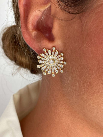 Pendientes estrellados MORROCO, en plata 1ª ley con circonitas en plata de ley/ baño oro 18 ktes