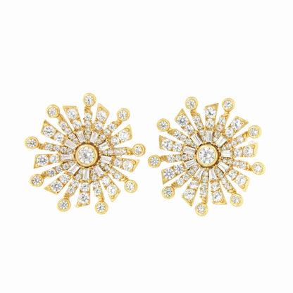 Pendientes estrellados MORROCO, en plata 1ª ley con circonitas en plata de ley/ baño oro 18 ktes