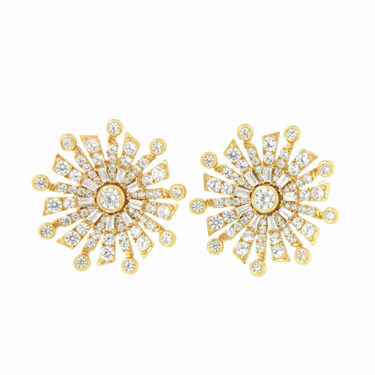 Pendientes estrellados MORROCO, en plata 1ª ley con circonitas en plata de ley/ baño oro 18 ktes