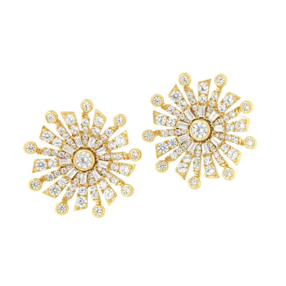 Pendientes estrellados MORROCO, en plata 1ª ley con circonitas en plata de ley/ baño oro 18 ktes