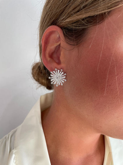 Pendientes estrellados MORROCO, en plata 1ª ley con circonitas en plata de ley/ baño oro 18 ktes