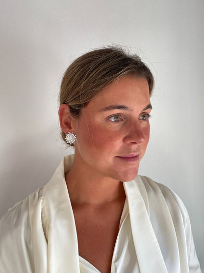 Pendientes estrellados MORROCO, en plata 1ª ley con circonitas en plata de ley/ baño oro 18 ktes