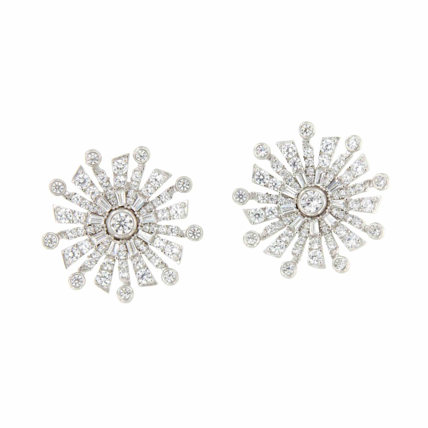 Pendientes estrellados MORROCO, en plata 1ª ley con circonitas en plata de ley/ baño oro 18 ktes