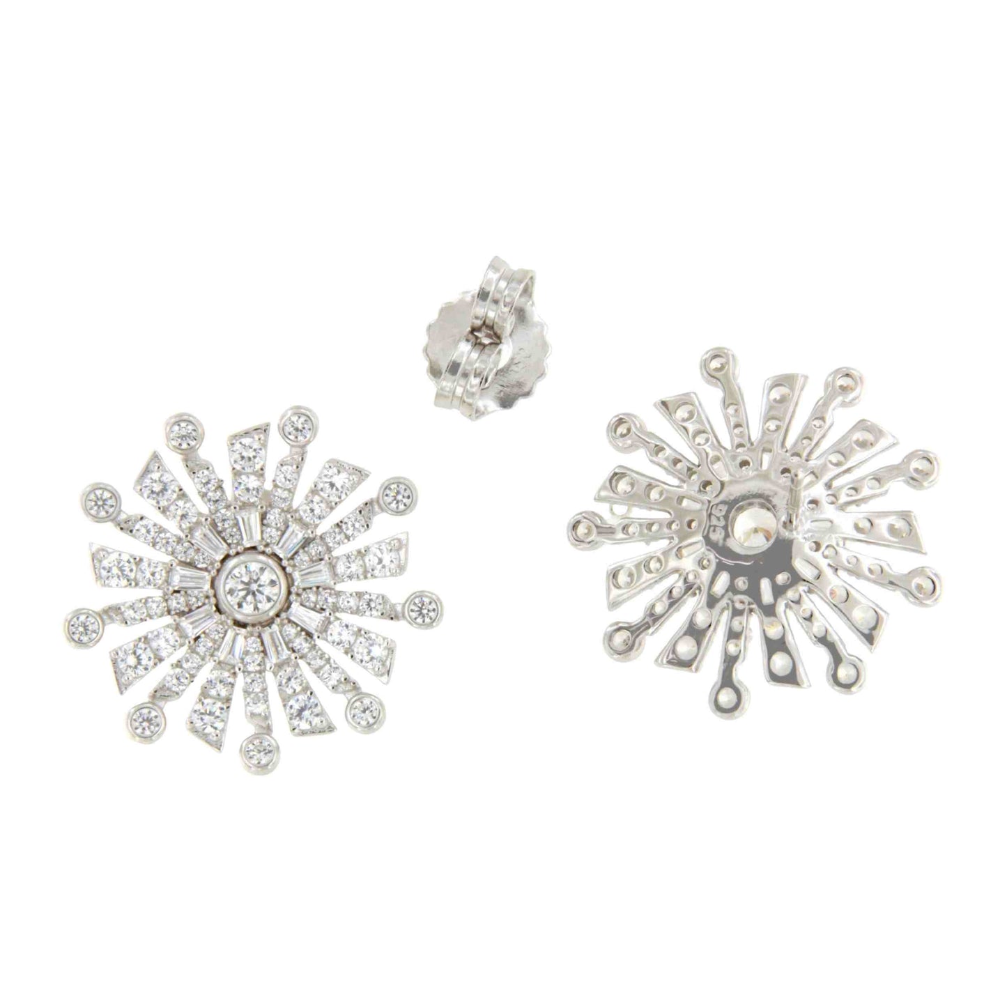 Pendientes estrellados MORROCO, en plata 1ª ley con circonitas en plata de ley/ baño oro 18 ktes