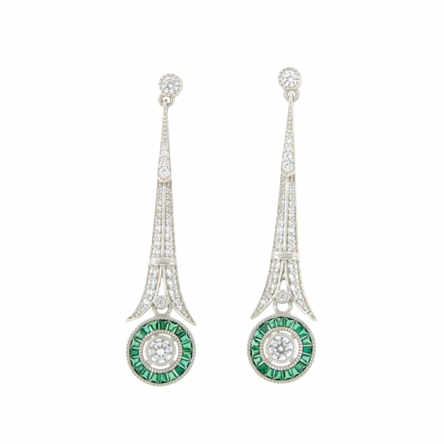 Pendientes CAULKER largos en color esmeralda/ zafiro