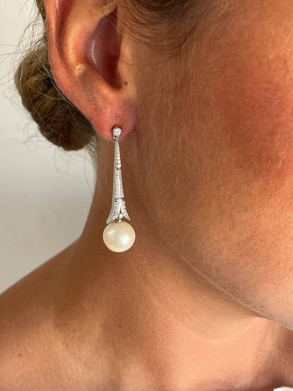 Pendientes CAULKER largos en color esmeralda/ zafiro