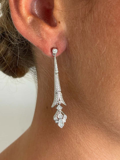 Pendientes CAULKER largos en color esmeralda/ zafiro