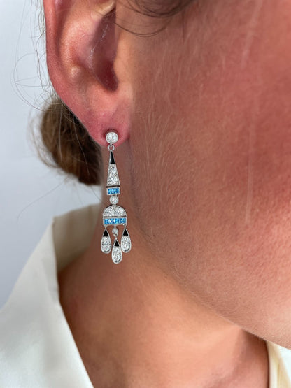 Pendientes CORN art decó, en plata de ley/ baño de oro amarillo 18 ktes