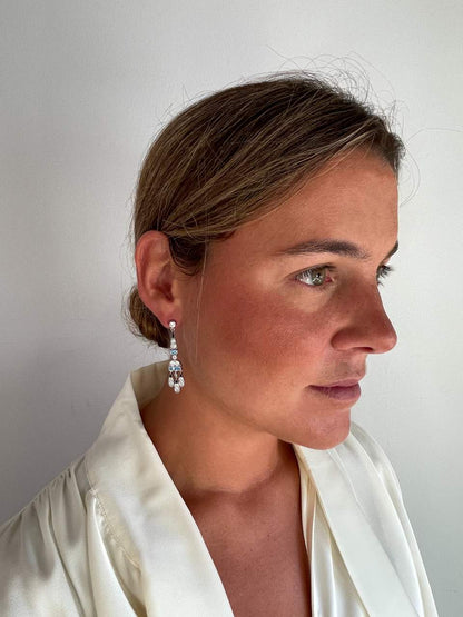 Pendientes CORN art decó, en plata de ley/ baño de oro amarillo 18 ktes