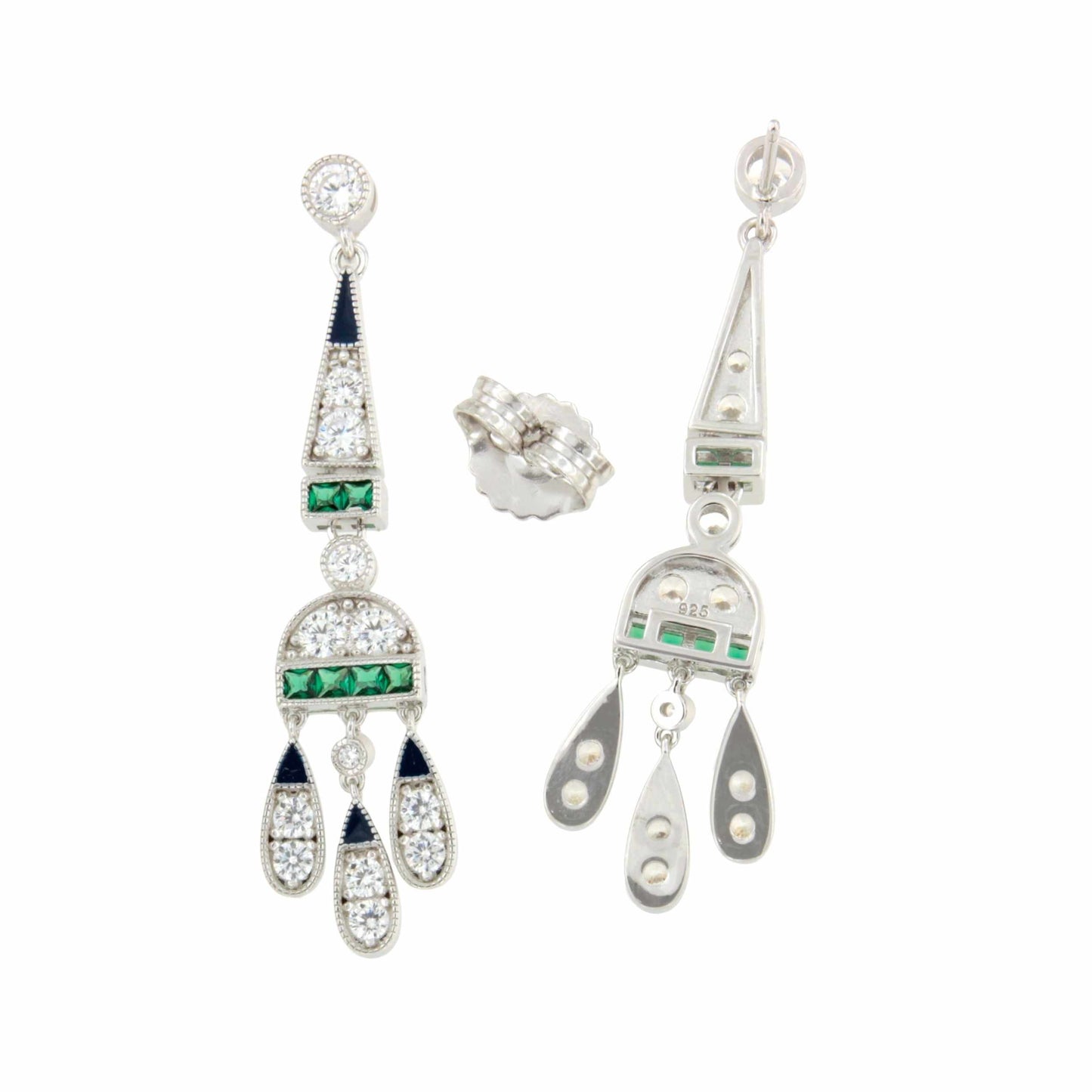 Pendientes CORN art decó, en plata de ley/ baño de oro amarillo 18 ktes