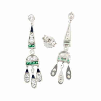 Pendientes CORN art decó, en plata de ley/ baño de oro amarillo 18 ktes