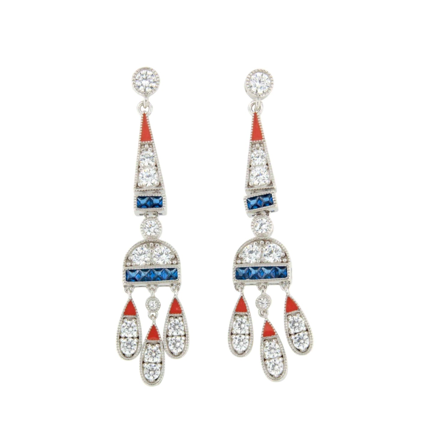 Pendientes CORN art decó, en plata de ley/ baño de oro amarillo 18 ktes