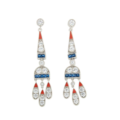 Pendientes CORN art decó, en plata de ley/ baño de oro amarillo 18 ktes