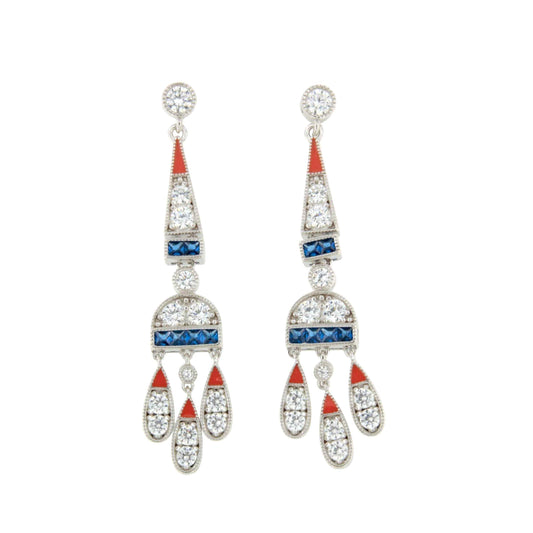 Pendientes CORN art decó, en plata de ley/ baño de oro amarillo 18 ktes