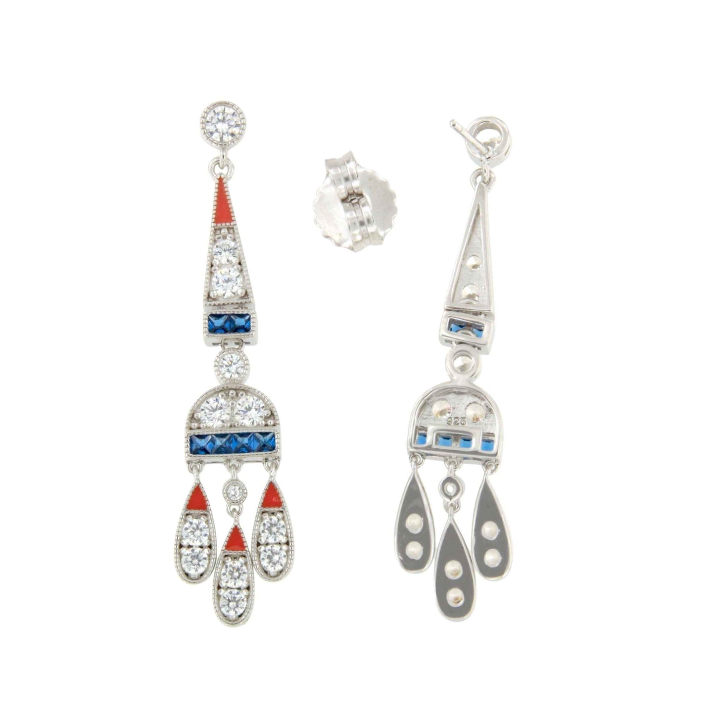 Pendientes CORN art decó, en plata de ley/ baño de oro amarillo 18 ktes