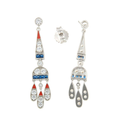 Pendientes CORN art decó, en plata de ley/ baño de oro amarillo 18 ktes