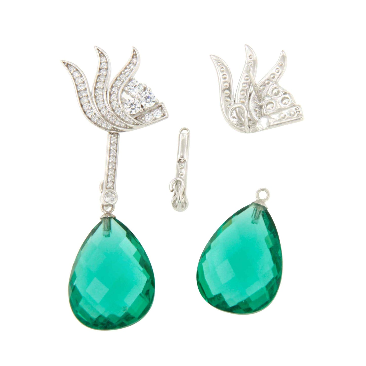 Pendientes HOLBOX desmontables en plata con circonitas