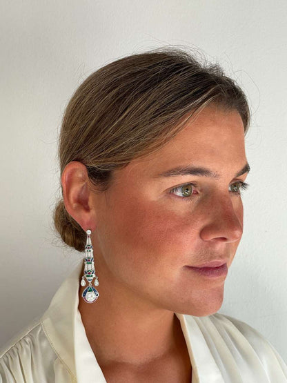 Pendientes ROSARIO largos estilo art decó multicolor