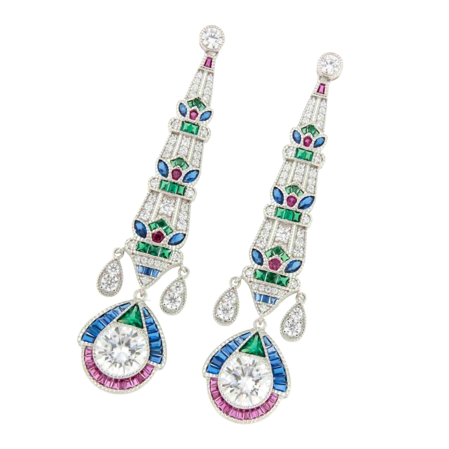 Pendientes ROSARIO largos estilo art decó multicolor