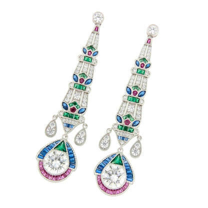 Pendientes ROSARIO largos estilo art decó multicolor