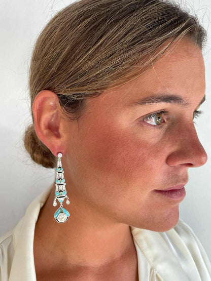 Pendientes ROSARIO largos estilo art decó multicolor